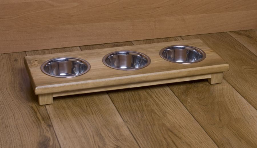 Stojak na 3 miski dla psa i kota XS 0,22 L– Drewniany, personalizowany 4 Stojak na 3 miski dla psa i kota XS