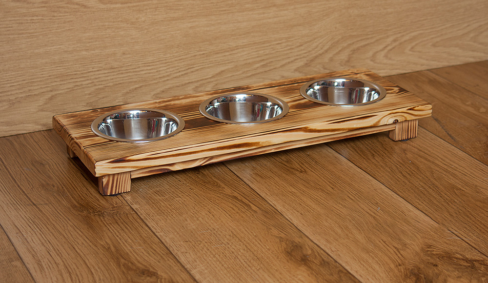 Stojak na 3 miski dla psa i kota XS 0,22 L– Drewniany, personalizowany 9 Stojak trzy miski XS dla psa i kota