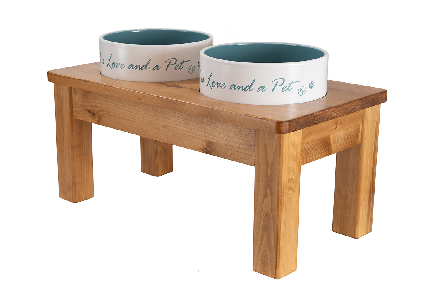 Stojak na 2 ceramiczne miski dla psa 1,4L – stabilny i elegancki 4 Stojak dwie miski ceramiczne dla psa L 1.4 L - orzech