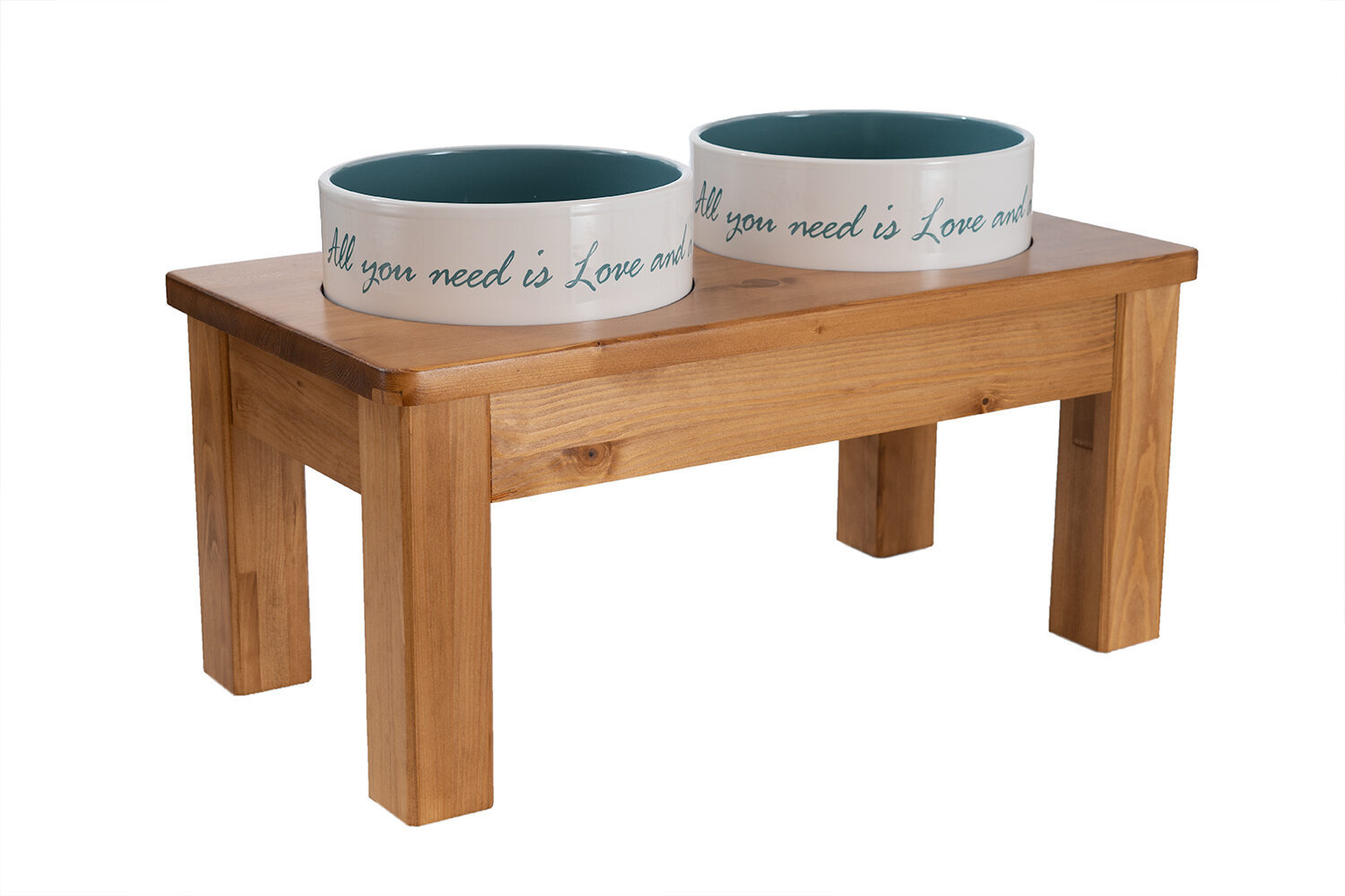 Stojak na 2 ceramiczne miski dla psa 1,4L – stabilny i elegancki 2 Stojak dwie miski ceramiczne dla psa L 1.4 L - orzech